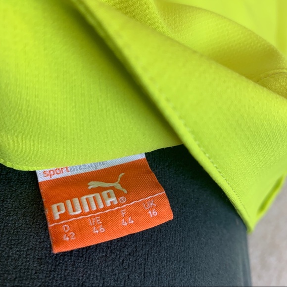 Puma Golf tennis Skort Skirt Neon highlighter yellow Chartreuse Front Pleat XL - Picture 5 of 9